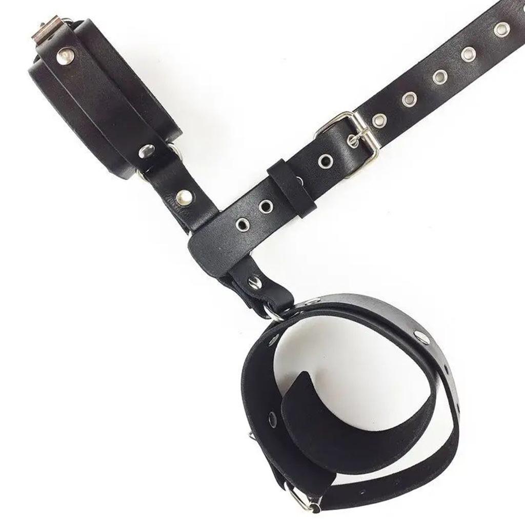 Leather Wrist Restraints and Collar Set - Bondage Accessories for Adult Parties and Play
