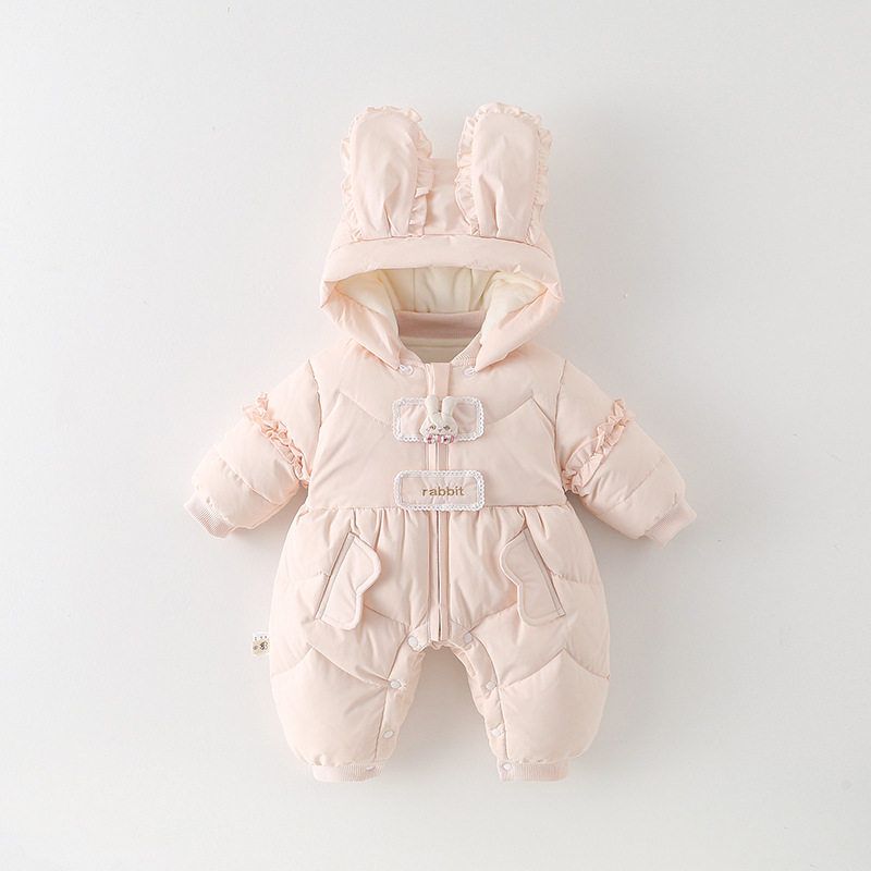 

German Imported Baby Winter New Style down Jacket Jumpsuit, Cute and Thickened with Extra Fleece, Suitable for Outdoor Wear X2566 Pink 66