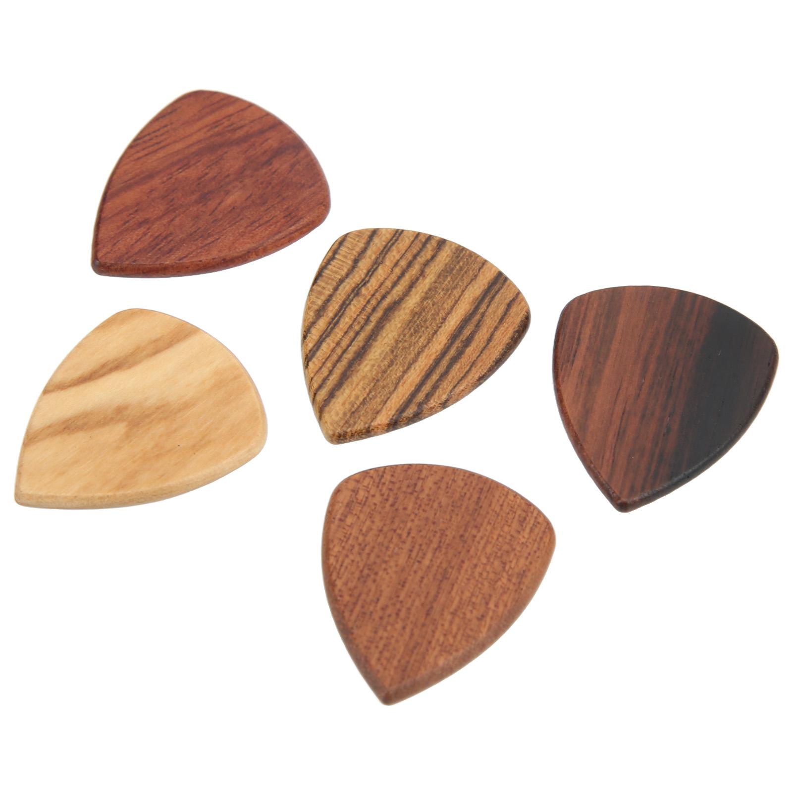 

5Pcs Wood Guitar Picks Grooves Non Slip Folk Handmade Guitar Picks for Stage Playing