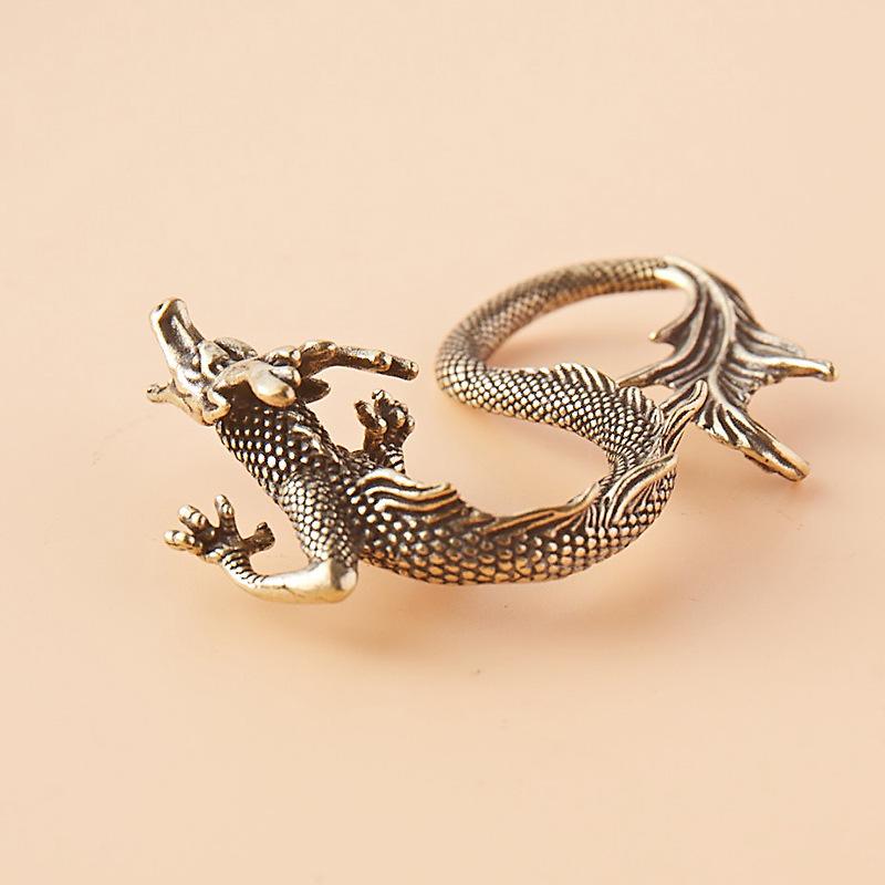 Retro Messing Tierkreiszeichen Drache Kleine Statue Schreibtischornament Chinesische Fabelwesen Figuren Retro Haus Feng Shui Dekorationen Handwerk