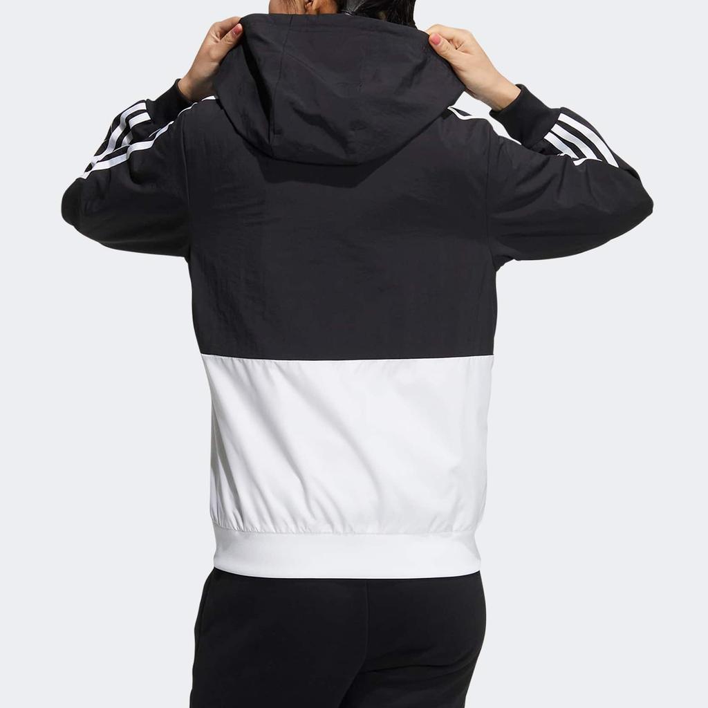Adidas Neo Essential Woven Jacket With Spliced Design And Brand Logo Print Women Jackets Black White HM2007