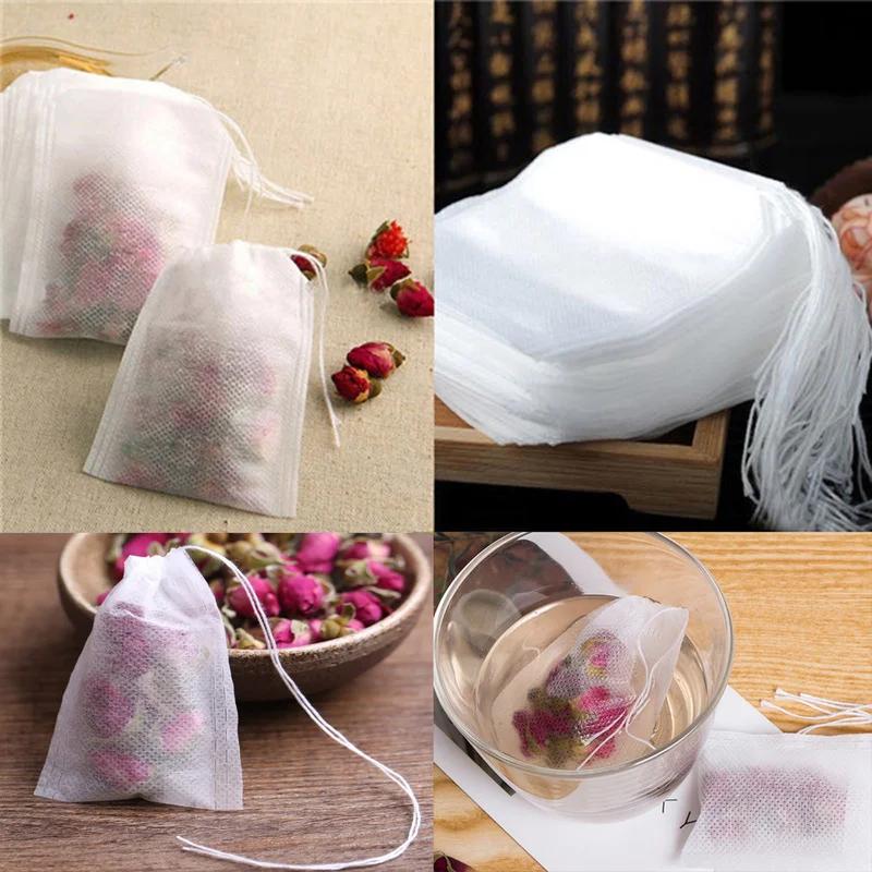 50/100Pcs Non-Woven Fabric Teabags 5.5 x 7CM Empty Scented Tea Bags With String Heal Seal Filter Paper for Herb Loose Tea