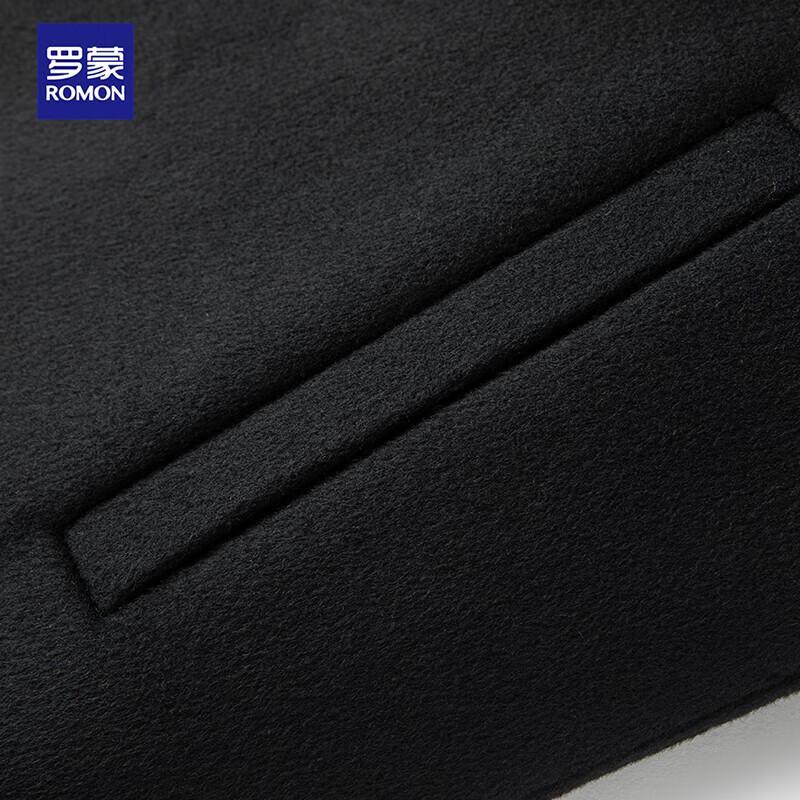 Romon Men's Extra Long Over-the-Knee Merino Wool Double-Faced Trench Coat