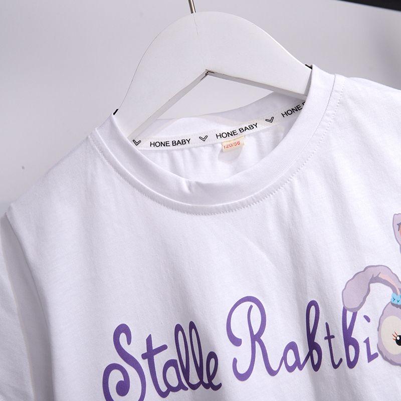 Kurzarm-T-Shirt mit Trägern, Rock, 2-teilig, Sommer-Kinder-Cartoon, kurzärmeliges weißes T-Shirt, süßer Anzug