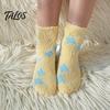 Warmth Retaining Sleep Socks Coral Fleece for Women, Soft Thermal Crew with Non-Binding Winter Gift Cold Feet Top, Fuzzy Cute Prints Autumn Velvet