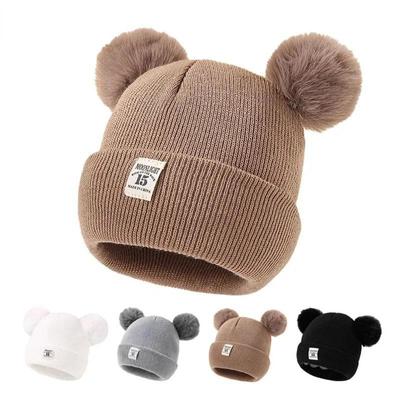 Einfarbig Wolle Gestrickte Motorhaube Bebe Neugeborenen Baby Hut Pompom Nette Winter Hut Für Kinder Jungen Mädchen Kinder Warme Beanie kappe 0-3Y