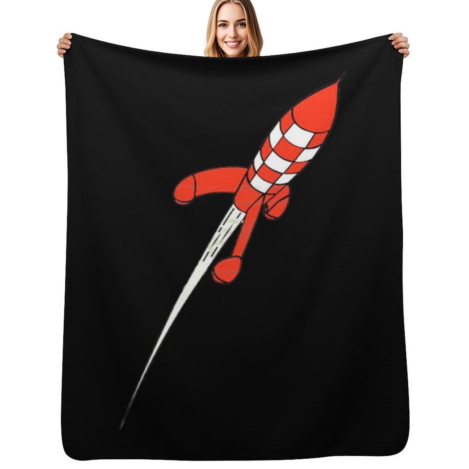 moon rocket Throw Blanket Warm Comfortable Blanket for Office Napping Size: 75*100cm, Weight: 230 GSM