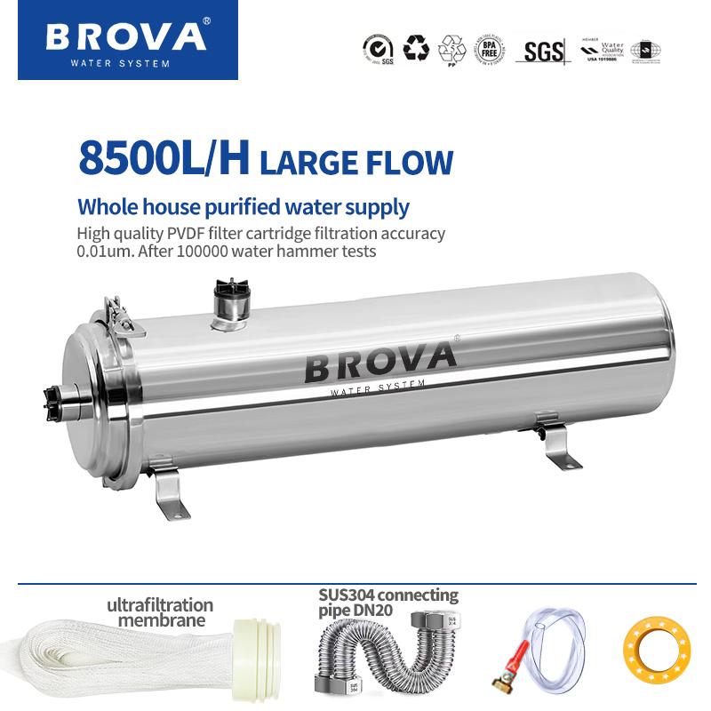 BROVA Whole House Water Purification System High Flow 8500L/H UF Stainless Steel Mineral Filter Reusable PVDF