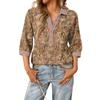 Damen modisches und lässiges Sommer V-Ausschnitt Patchwork Dreiviertelarm Blumenoberteil