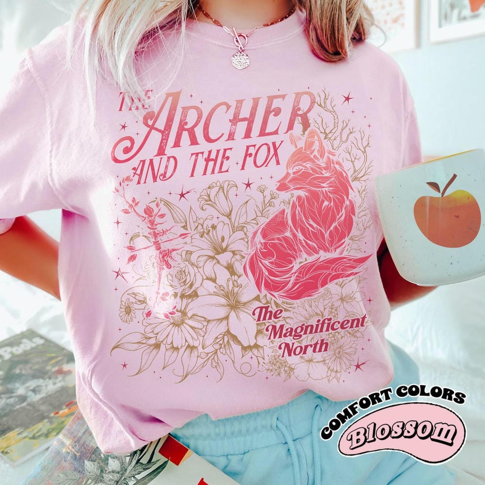 The Archer And The Fox Print Shirt Gift For Readers Bookish Apparel Unisex Tee Cotton Shirt Fantasy Apparel Y2K Top Streetwear