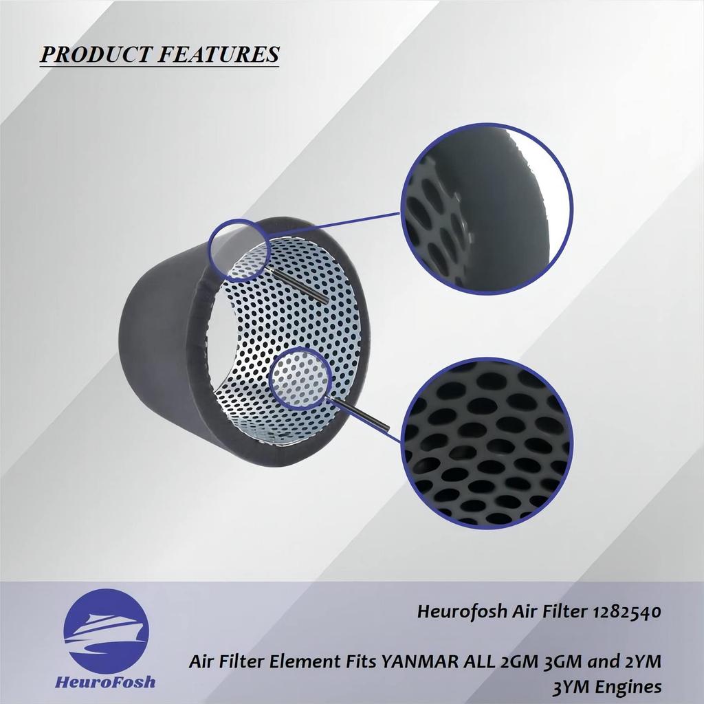 HeuroFosh 128270 Air Filter Element Fits Yanmar All 2GM 3GM 2YM 3YM Marine Engines 12540