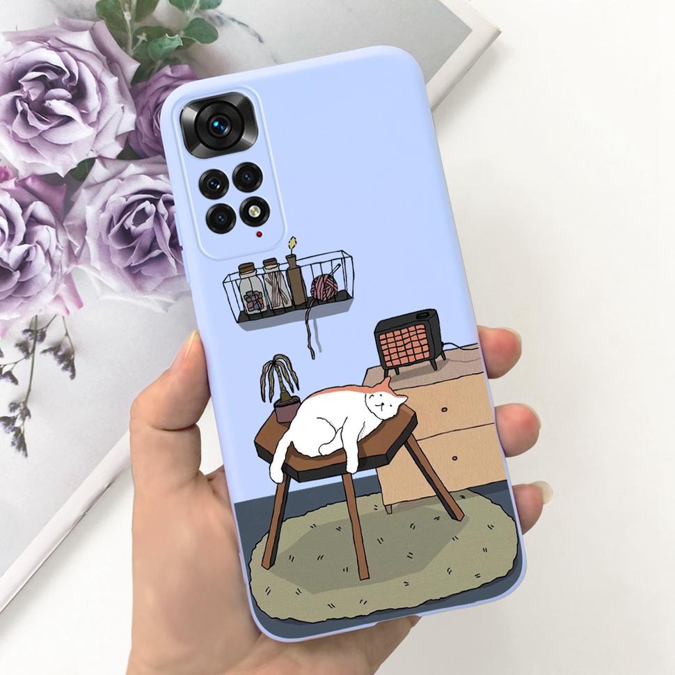 Phone Case For Xiaomi Redmi Note 11 Cover Cat Colorful Case Silicon Soft For Redmi Note11 Note11 4G Shockproof Protection Cover