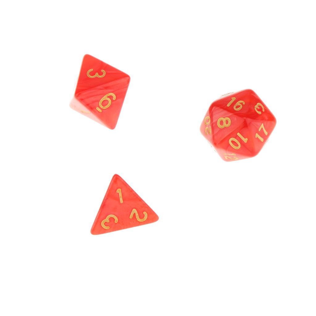 6 Colors Lot Of 7pcs Acrylic Dices Card Board Game Props Multi Sided Set