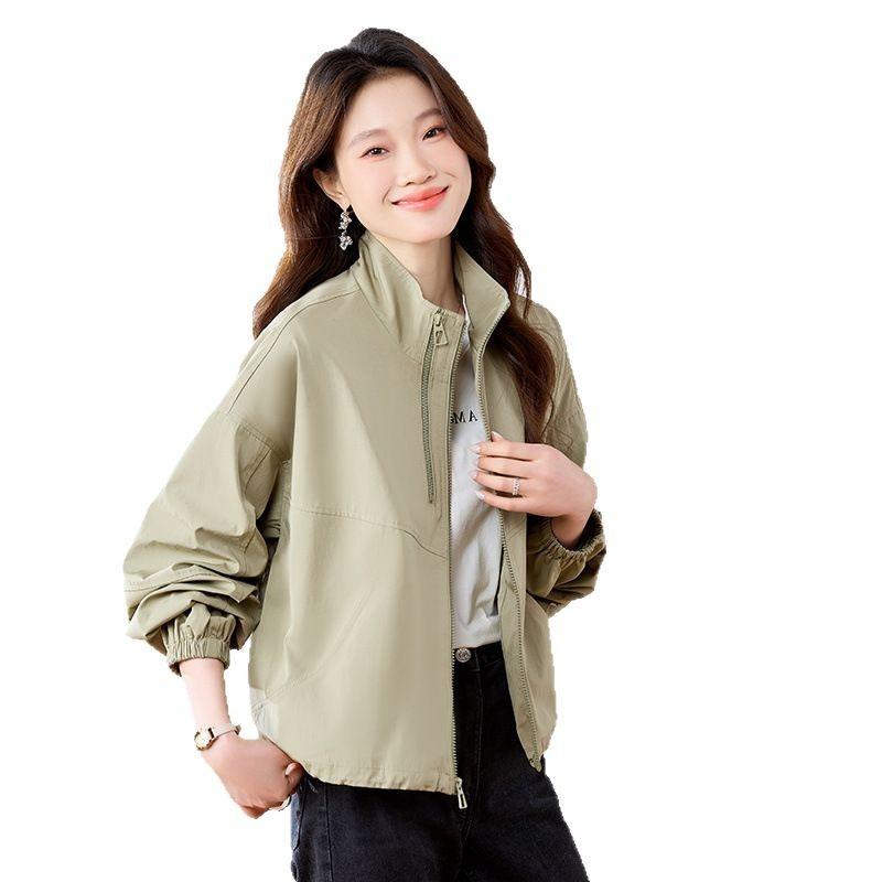 Women's short jacket new spring and autumn women's loose stand-up collar top shoulder-sleeved casual clothes