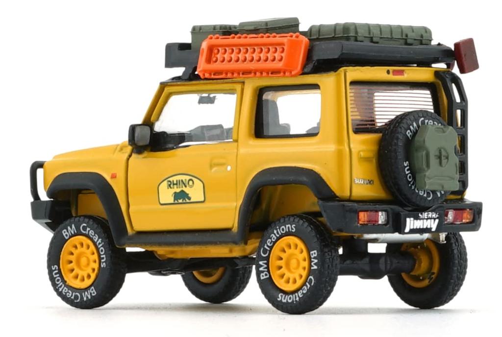 Scherer Designs BM CREATIONS Měřítko Suzuki Jimny 2019 RHD Rhino Slonová kost Žlutá Balíček příslušenství BMC X JIMNY 5. výročí Hotový model 1/64 (JB74)
