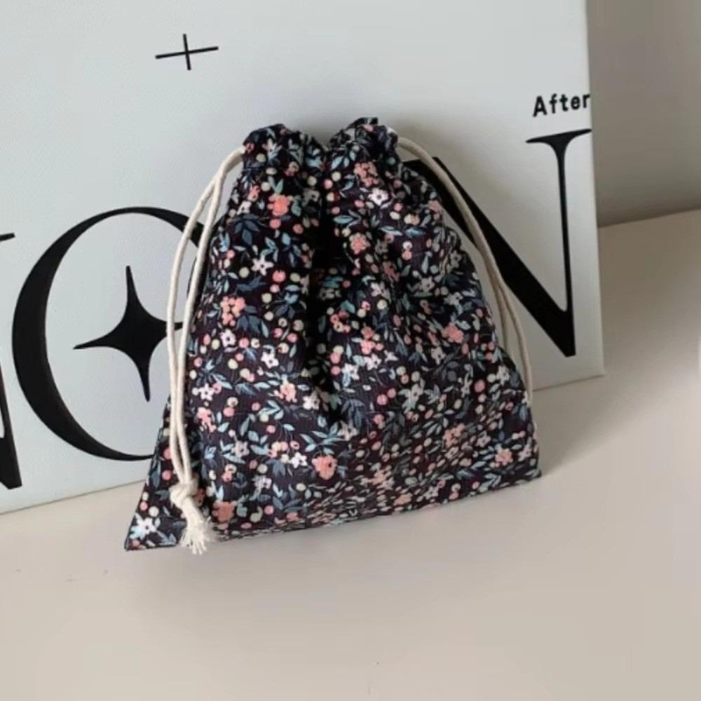 Portable Cute Corduroy Lipstick Cosmetic Bag Floral Print Tote Coin Purse Small Jewelry Organizer Packaging Pouch Bags Women