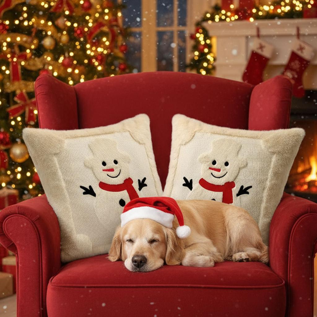 2PCS  Christmas Decorative Throw Cushion Cover Set Home Holiday Decoration Throw Pillowcase for Living Room Sofa Cushion Cover