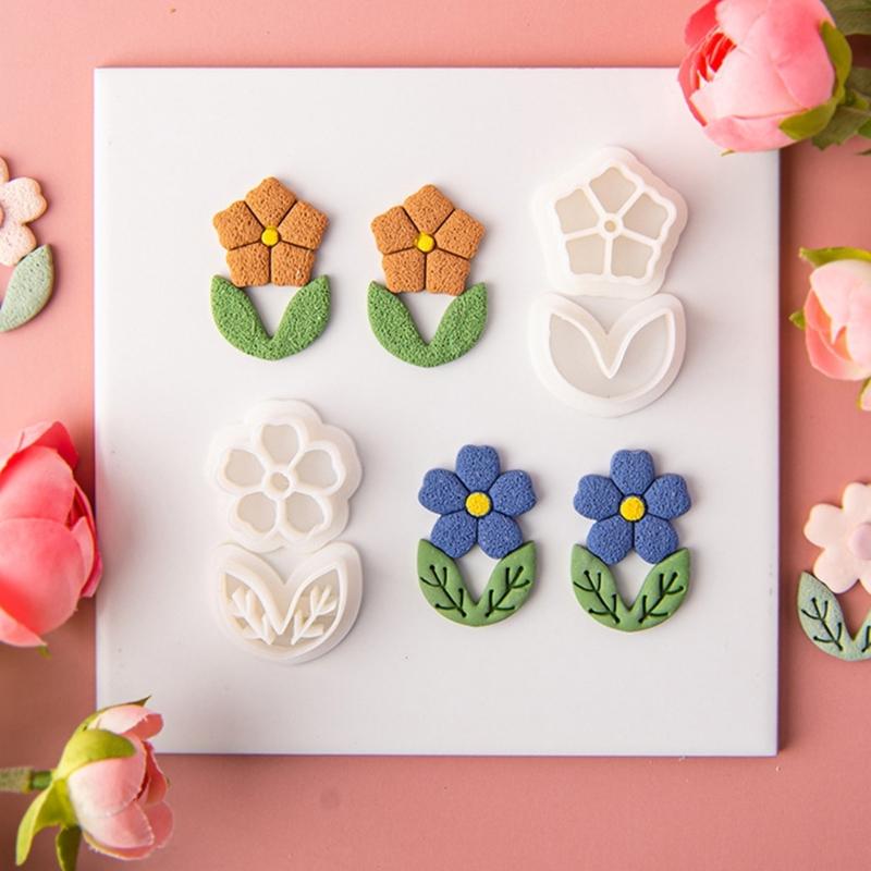 Clay Cutter Leaf Flower Shape Clay Earring Molds for Earrings Making Clay Earring Cutter Tool for Jewelry Making
