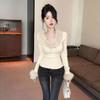 Feel French Lace Slimming Sweet Patchwork Long Sleeve Thinning Fur Collar Women's Autumn Top