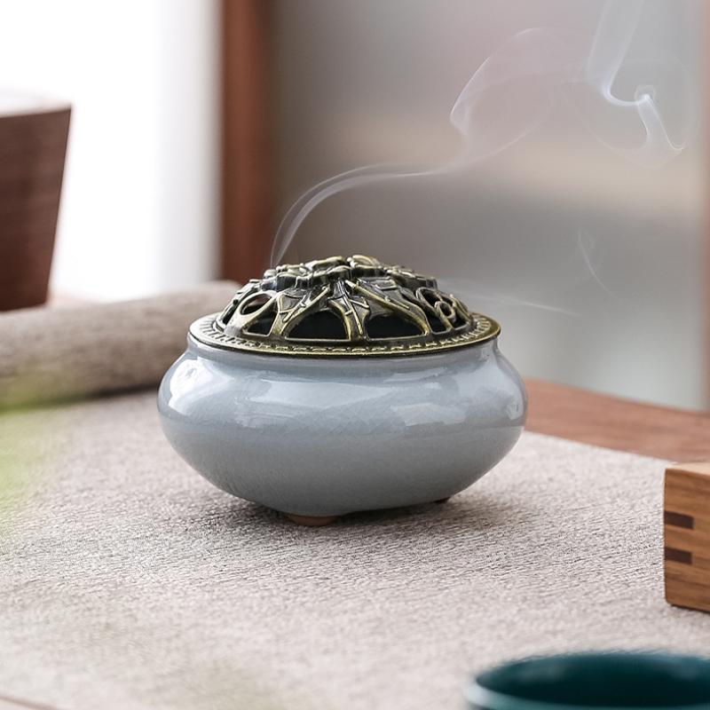 Kungfu Tea Set One Pot Four Cups Can Sandalwood Stove Chinese Ceramic Cup Incense Burner Gift Box Ceremony