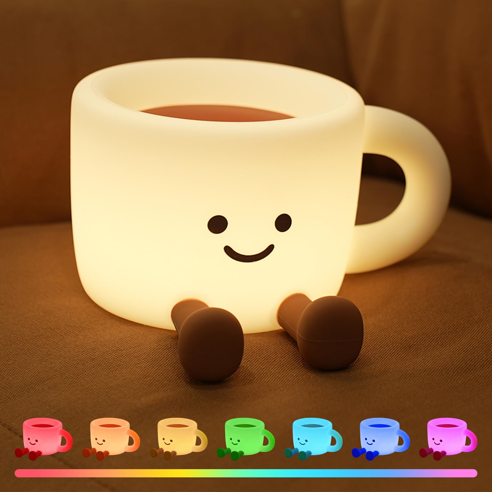 

LUTW Night Light, Touch Light, USB Rechargeable, 3-Level Dimming, Timer, Bedside Lamp, Cute Silicone Night Light, Stand Function, Ambient Lighting,