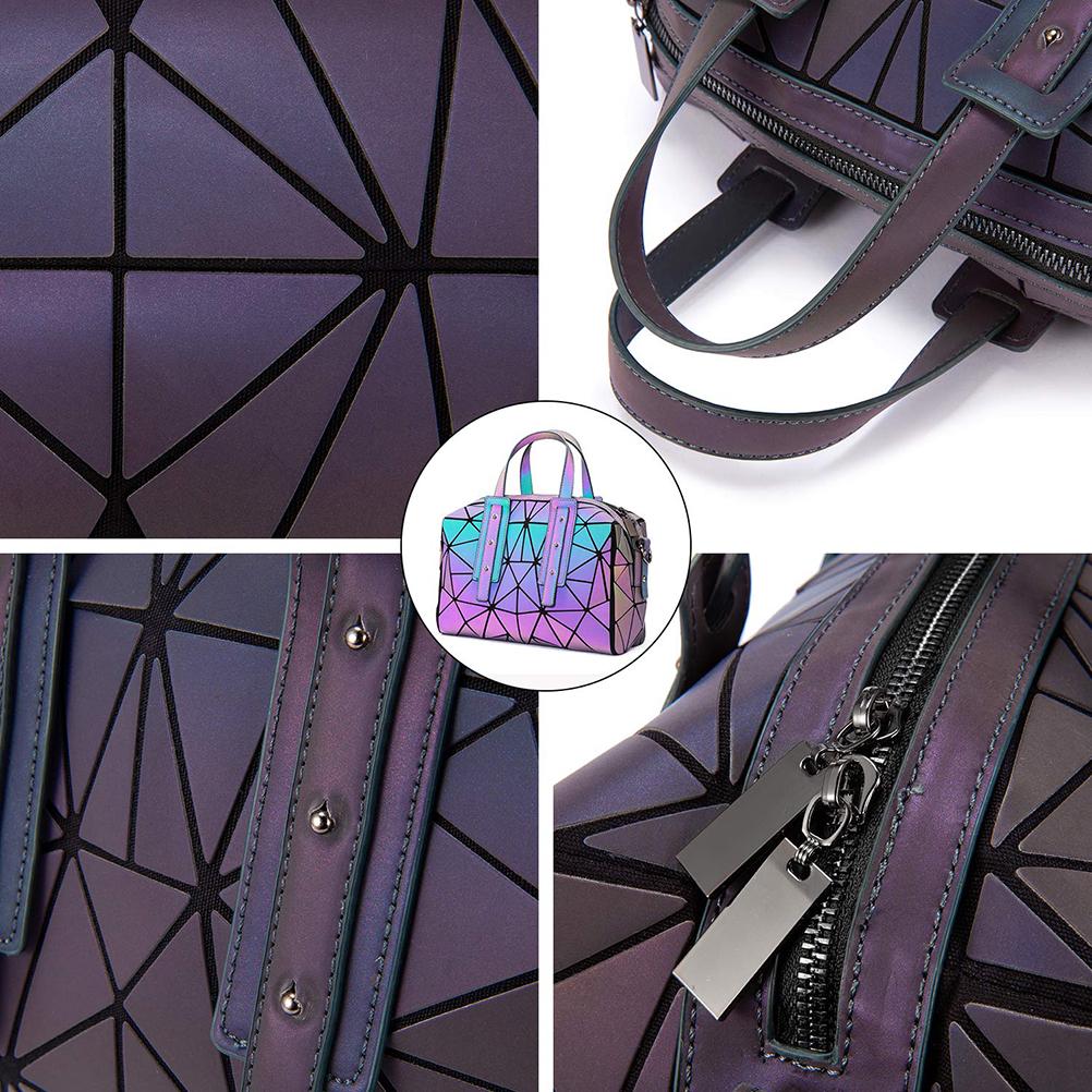 Geometric Luminous Shoulder Bag Reflective Geometric Cross Body Bag PU Bag for Women