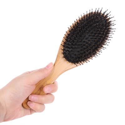 Hair Brush Wood Handle Boar Bristle Beard Brush Comb Detangling Straightening