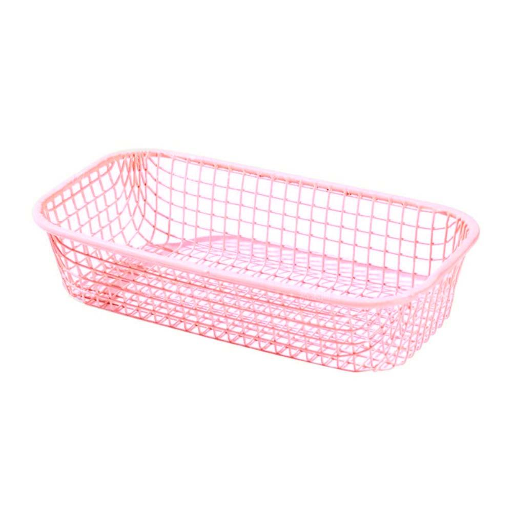 3 Color Organizing Storage Baskets Iron Desk Sundries Wire Storage Basket Student For Home Office Stationery Make Up Storage Box розовый 1390₽