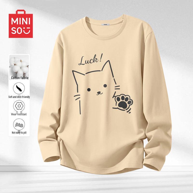 MINISO Men s MB Big Smiling Cat Graphic Cotton Long-Sleeve T-Shirt 2XL