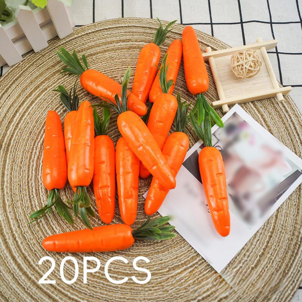 20Pcs Simulation Easter Carrots Mini Ornaments Decorative Kitchen Desktop Party Supplies