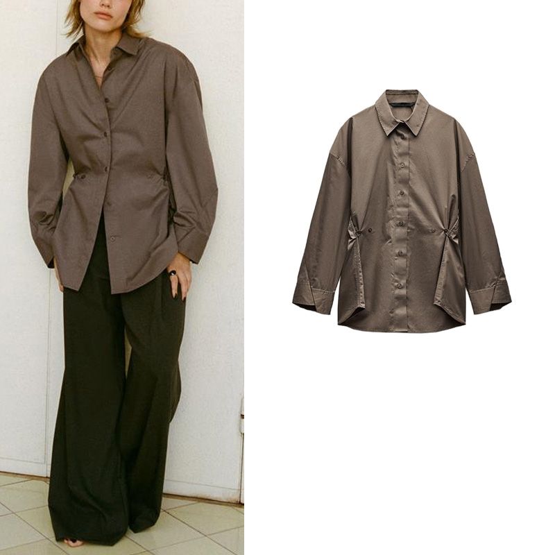 Spring New Women's Clothing Daily Commuter's All-Matching Fashion Adjustable Loose Lapel Long Sleeve Shirt 4764170