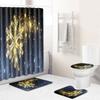 Christmas Elements Bathroom Shower Curtain Floor Mat Toilet Cover Foot Mat Four-Piece Set