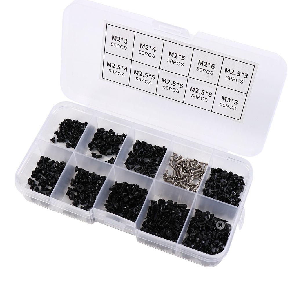 500Pcs Universal RC Screw Box Kit Carbon Steel Screws Assortment Kit Computer Screws  HDD