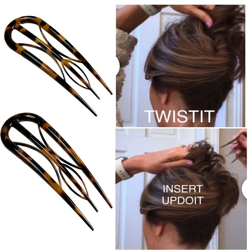 Crystal U-Shaped Hairpins, Elegant And Easy Oval Leopard Print Hair Additions, Suitable for Valentine'S Day