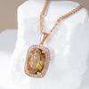 Oval Brown Natural Zircon Pendant Necklace For Women Fashion  Rose Gold Color High Quality Bride Wedding Jewelry
