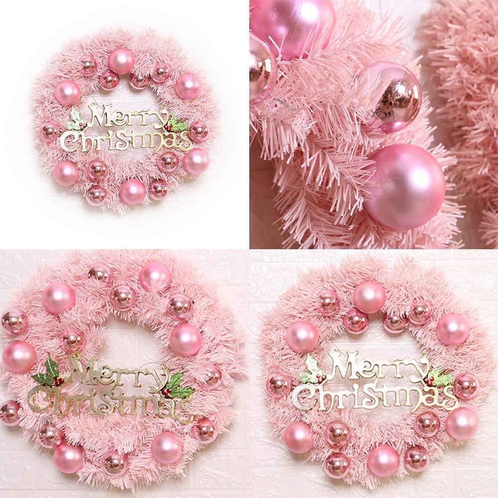 30cm Weihnachten Rosa Kranz Roségold Weihnachtskugel Buchstabe Frohe Weihnachten Fenster Tür Girlande 2025 Navidad Frohes Neues Jahr Dekoration