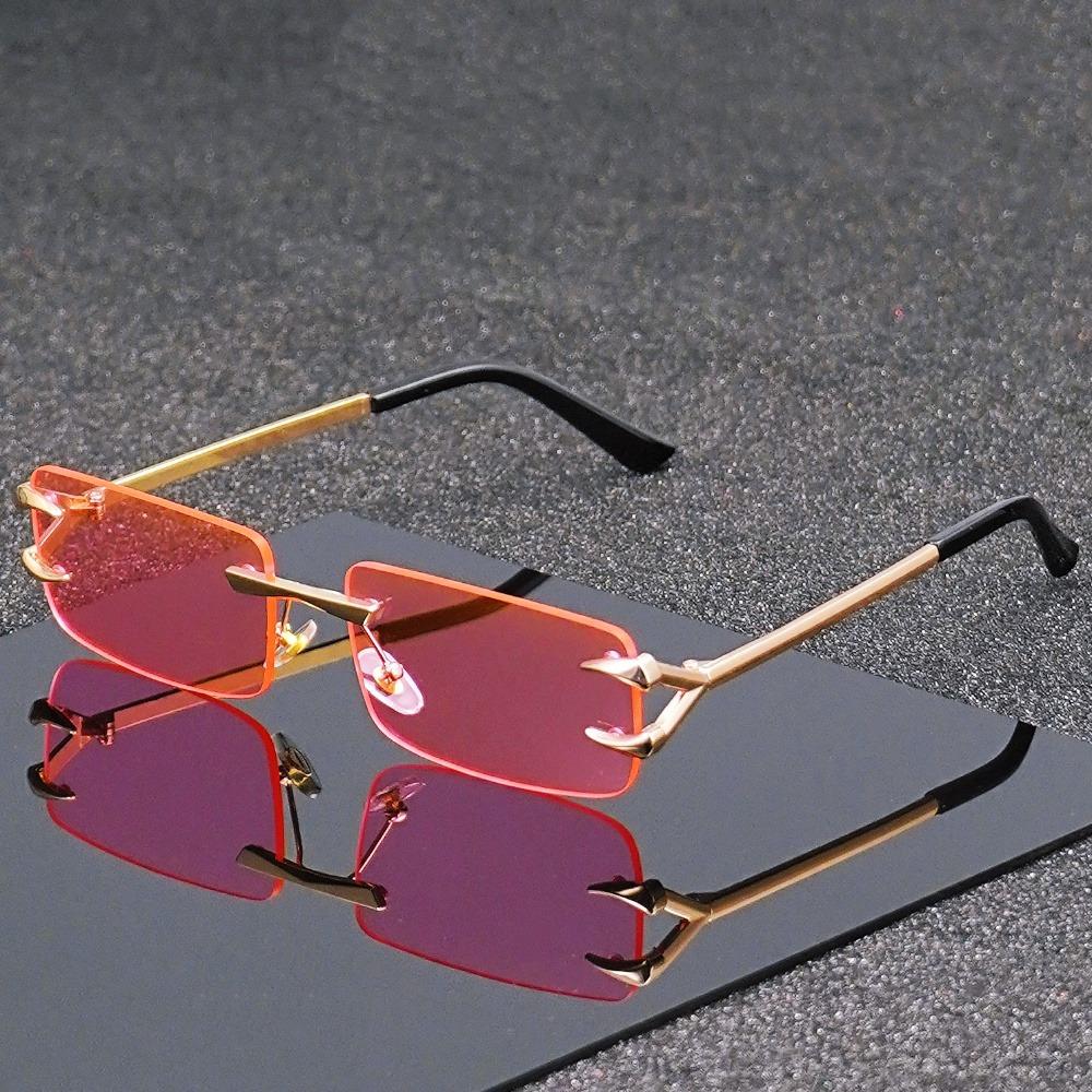 Men's and Women's Casual Square Frameless Metal Fashion Glasses for Casual Activities Lightweight Decorative Accessories