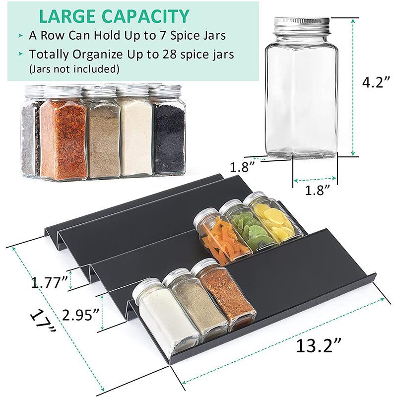 Acrylic Tiered Spice Rack Drawer Organizer 3 pieces (3 large) чёрный