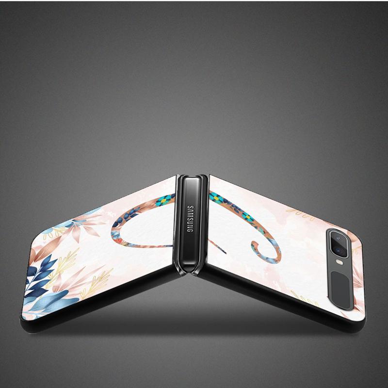 Floral Pattern Leaf Letter Art Phone Case For Samsung Galaxy Z Flip 4 Z Flip3 5g Shell For Galaxy Z Flip Hard Cover Couqe