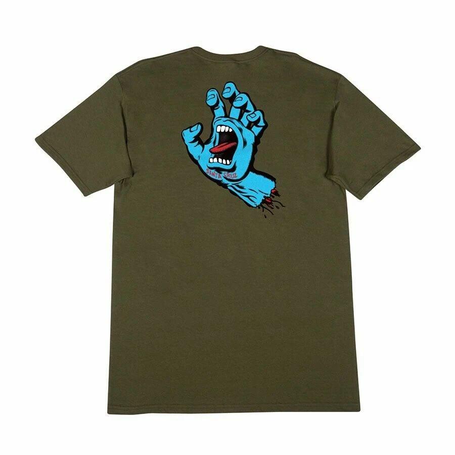 Santa Cruz SCREAMING HAND Skateboard T Shirt MILITARY GREEN XS
