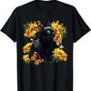 Black Cat Sunflower Cute Butterfly T-Shirt