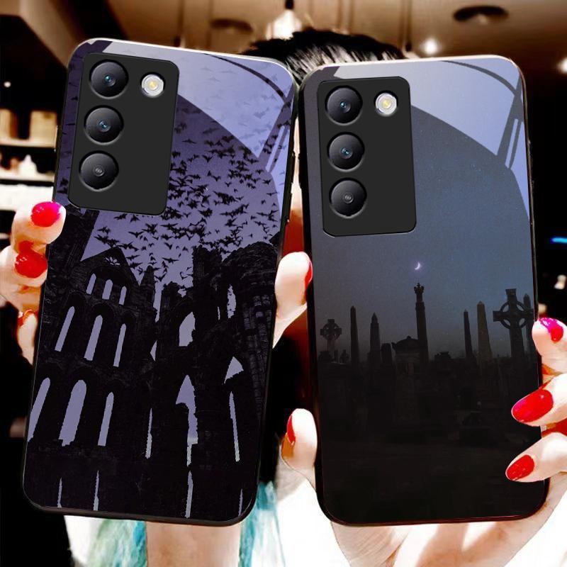 The Dark House For Y72 33S 11 03 36 96 Lite 35 16 Iqoo 12 V40 SE 5G 29 40 21 30 X80 Pro Vivo Tempered Glass Phone Case Black