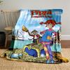 A Cheerful Red-haired Girl with Striped Stockings Stands by Treasure. for All Seasons Blanket Lunch Break Throw Gift