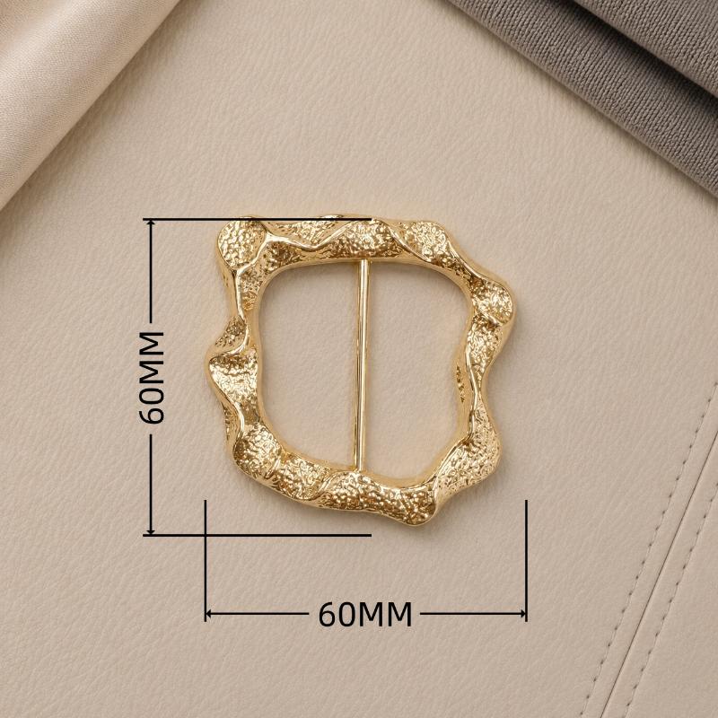 Assorted Gold Metal Irregular Shaped Buckles Textured Surface For DIY Sewing Scarf Belt Clothing Decor Craft Projects
