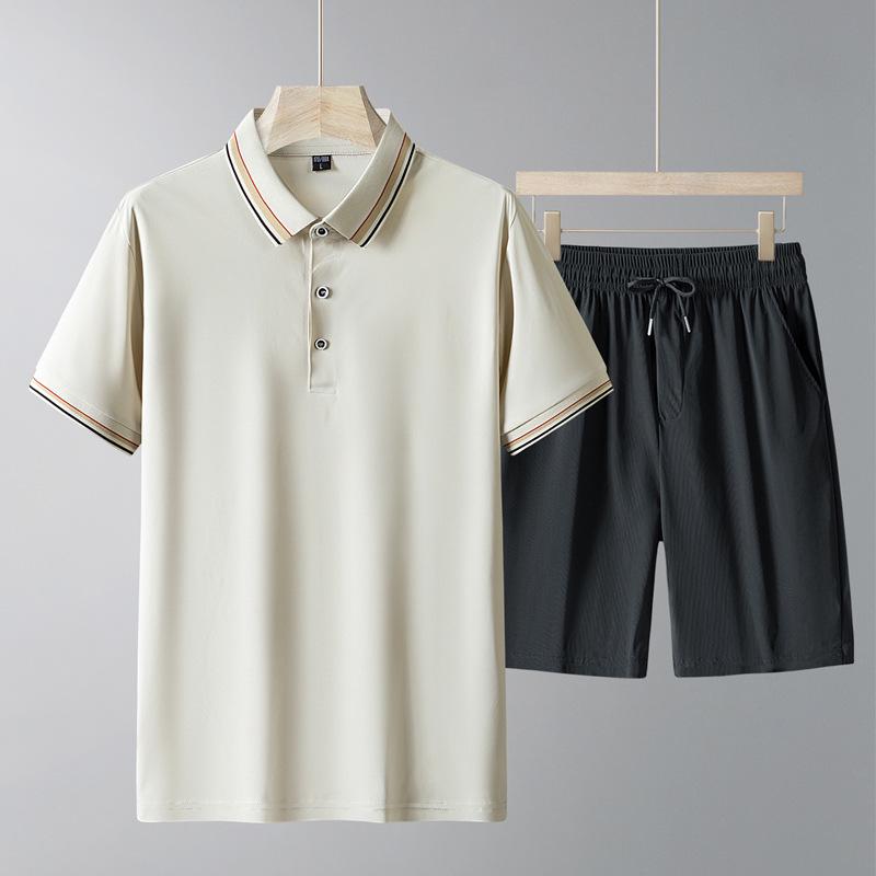 Men's DK9902-266 Ice Silk Quick-Dry Sports Suit: Short Sleeve Polo & Shorts - Casual Breathable Summer Wear