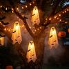 Halloween Hanging Ghost Decorations Scary Decor, Spooky Bat Print Decor for Porch Holiday Yard Ornaments Tree, Glow-in-the-Dark Outdoor Decoration