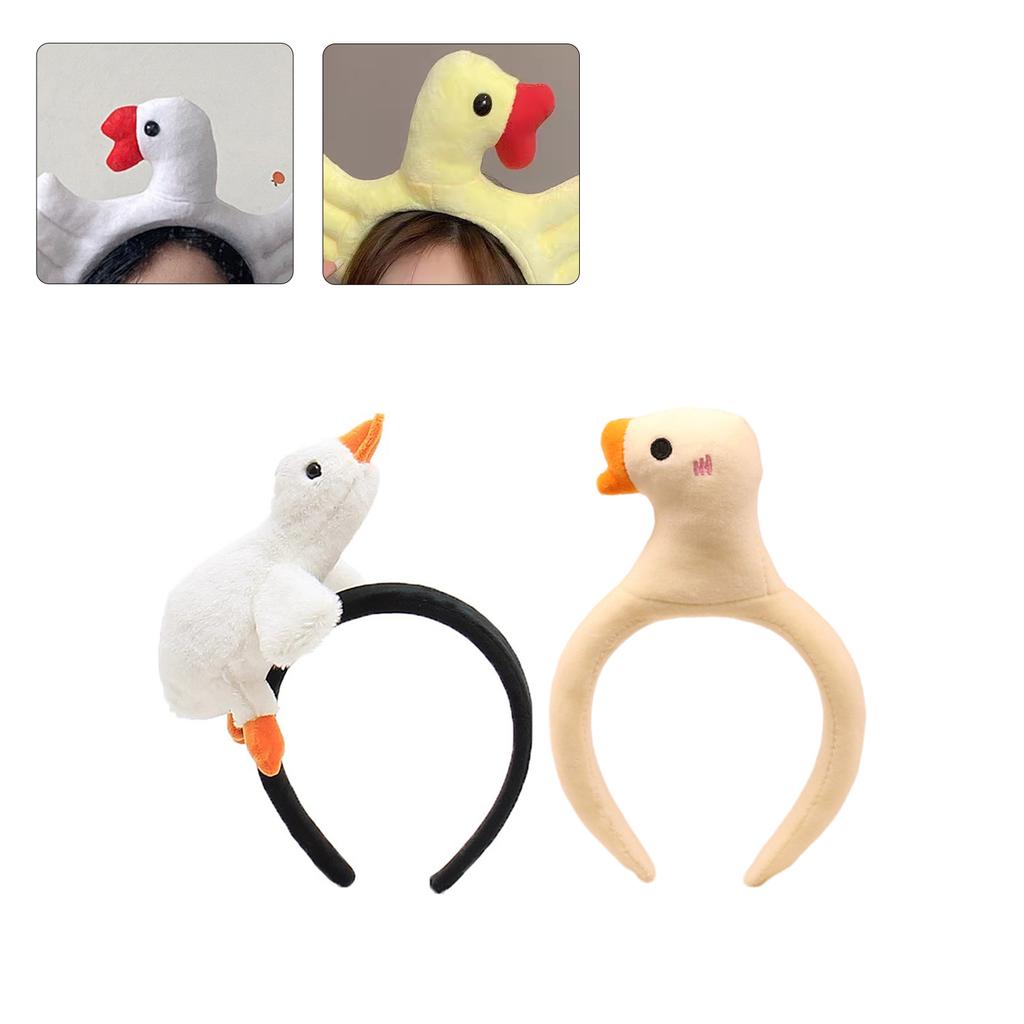 Cute 3D White Goose Headband Makeup Hair Hoop Stuffed Plush Duck Doll Animal Hairband Hair Accessories for Women Kids