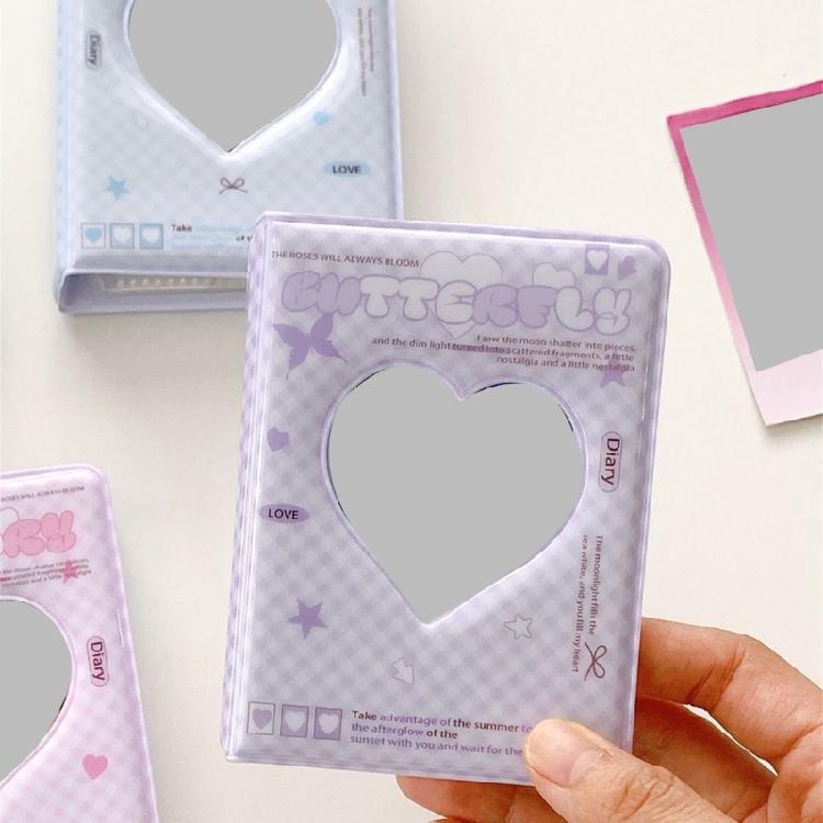 3Inch Mini Photo Card Album Heart Hollowed Styles Cover with 40 Pocket Card Binder Book for Capturing Daily Moment