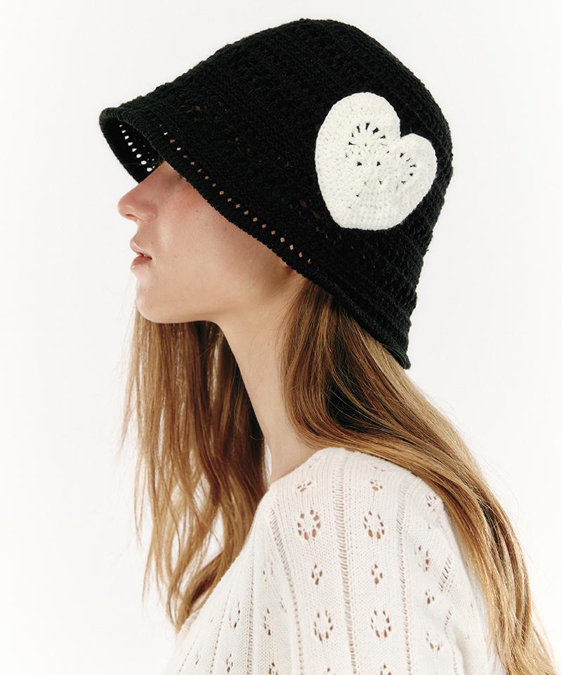 MARIE CLAIRE Heart Punching Crochet Bucket Hat (Mafbht05Mbk)