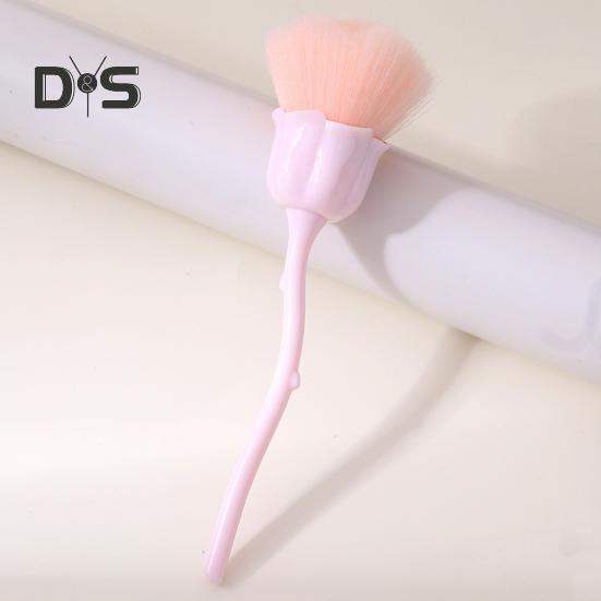 Nail Art Brush Soft Bristles Comfortable Grip Manicure Brush Artificial Fiber Wool Rose Flower Shape Nail Brush Manicure Tool